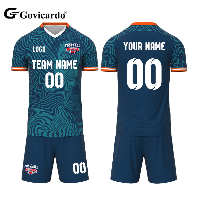 Hot Sale 100% Polyester Mesh Fabric Football Jersey Sets Spo