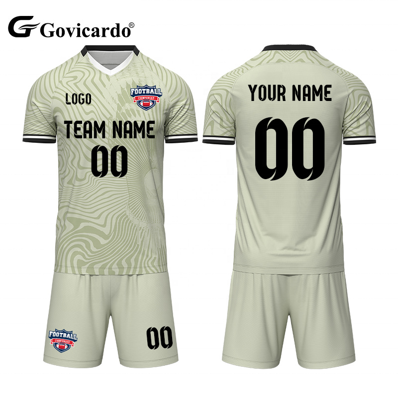 High Quality Custom Youth Men Soccer Wear Sets Quick Dry Football Jersey Number Kits Sublimation Youth Team Name Number Soccer