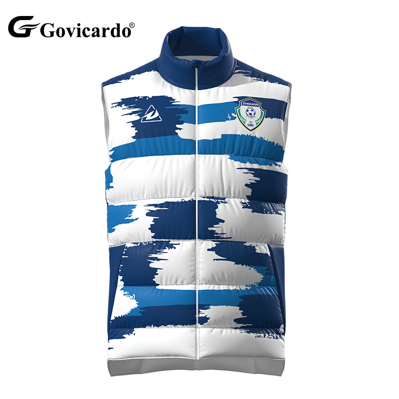 2024 Zhouka New Design Fashionable Winter Windproof and Waterproof Football Down Cotton Vest Warm Football Down Jacket Vest