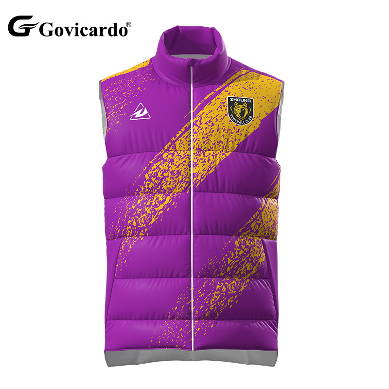 Professional Design Stand Collar Winter Windproof Football Down Cotton Vest Warm and Waterproof Men's Football Down Jacket Vest